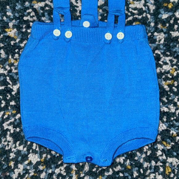 12 Month Blue Acrylic Knit Overalls - Picture 4 of 7
